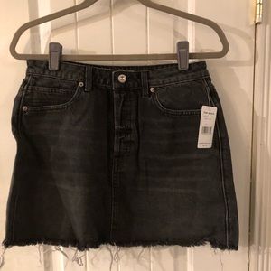 Free People  black washed denim mini skirt